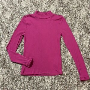 J. Crew women’s size medium pink long sleeve blouse with ruffle neckline